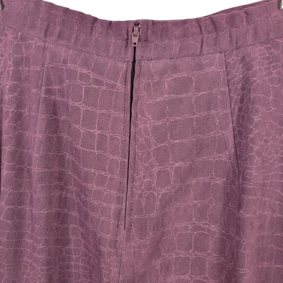 Crocodile Print Plum Purple Pants Women 9/10  Business Casual Retro Style Lounge - Picture 8 of 14